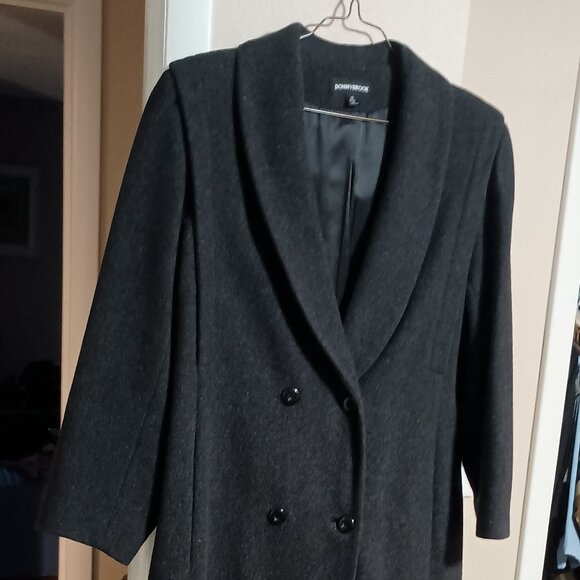 Donnybrook Women Full Length Wool Overcoat Size 12 Black Gray - Picture 3 of 16